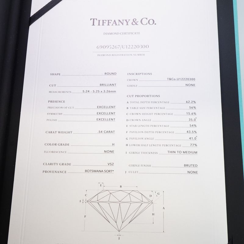 Tiffany & Co Ring Solitaire 1PD Pt950 Platinum Diamond 054ct 55 Ladies