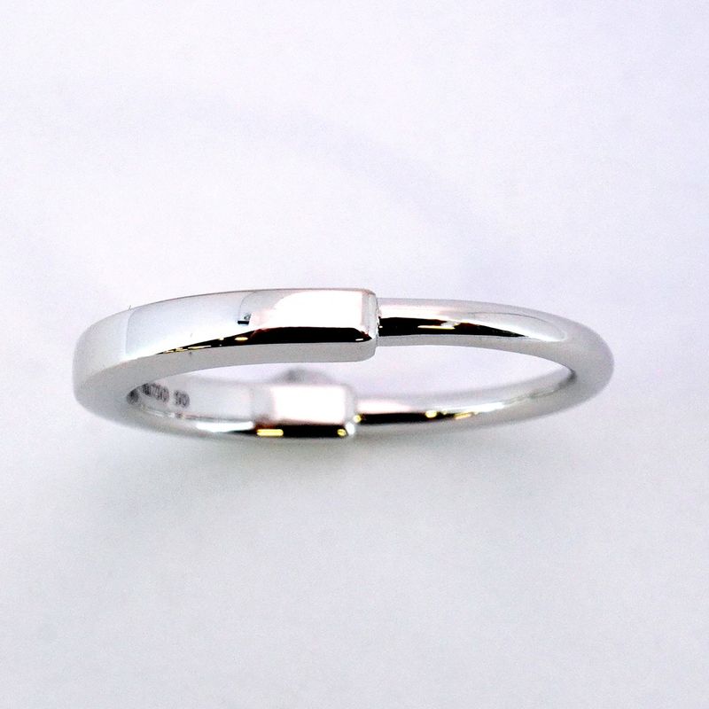 Tiffany & Co Ring Lock 18K White Gold White Togo Old #50 Men Women Unisex