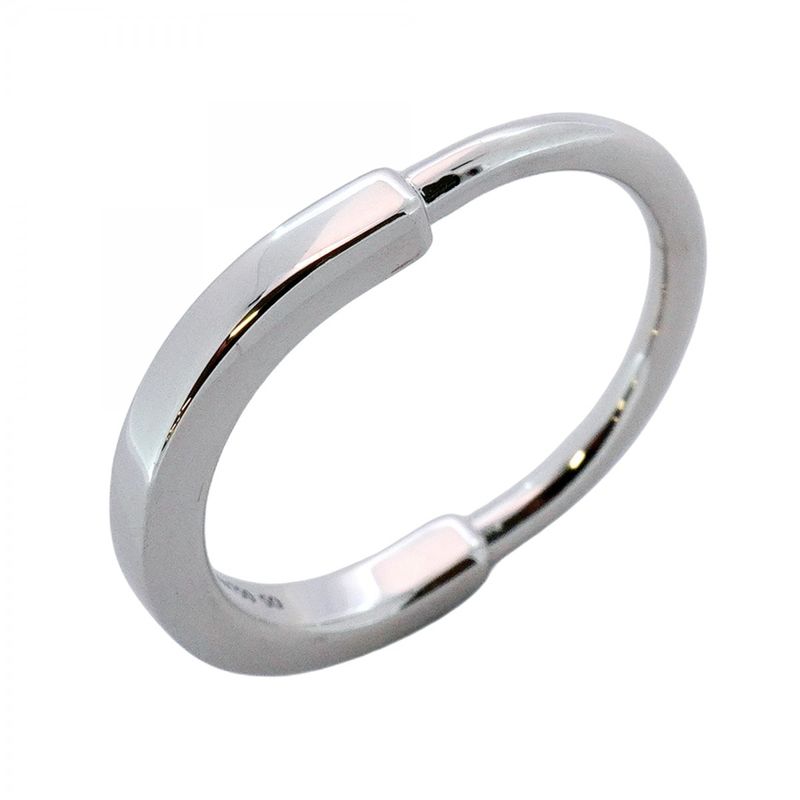 Tiffany & Co Ring Lock 18K White Gold White Togo Old #50 Men Women Unisex