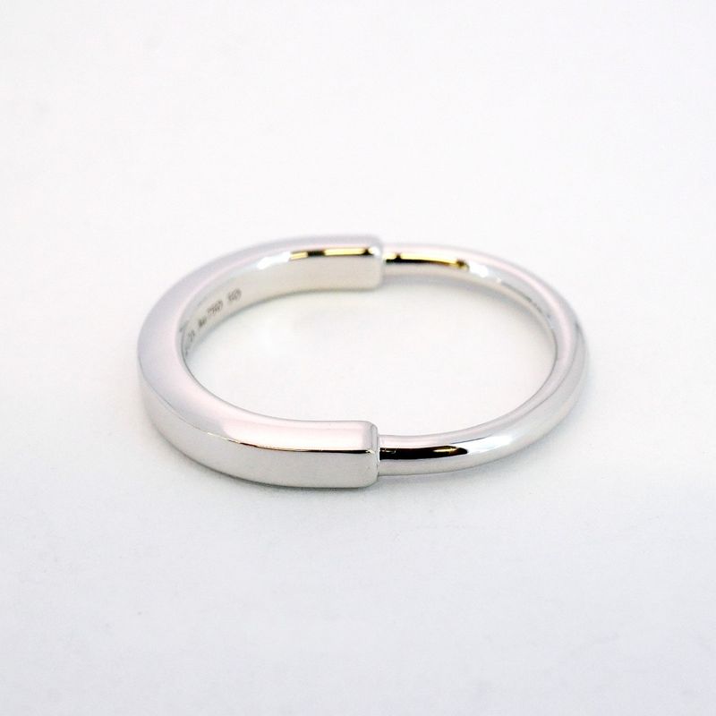 Tiffany & Co Ring Lock 18K White Gold White Togo Old #50 Men Women Unisex