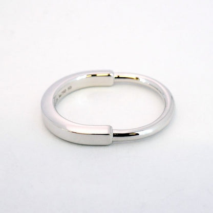 Tiffany & Co Ring Lock 18K White Gold White Togo Old #50 Men Women Unisex