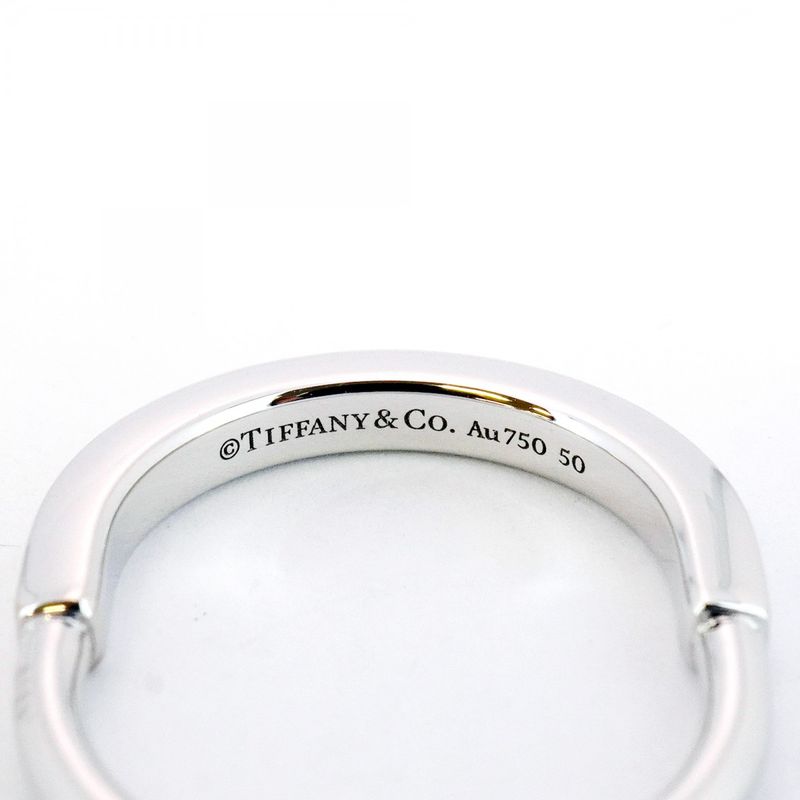 Tiffany & Co Ring Lock 18K White Gold White Togo Old #50 Men Women Unisex