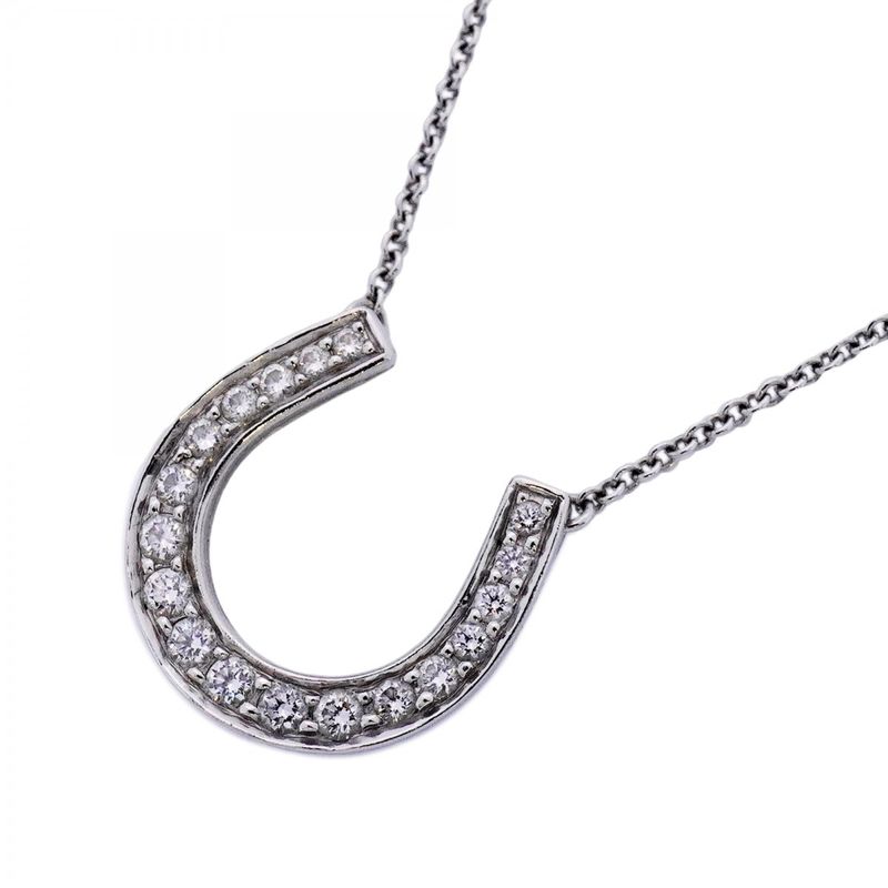 Tiffany & Co Necklace Horseshoe Pt950 Platinum With Diamonds Ladies