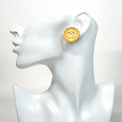 Chanel Earring Vintage Coco Mark Round Shape Circle GP Plated Gold Ladies