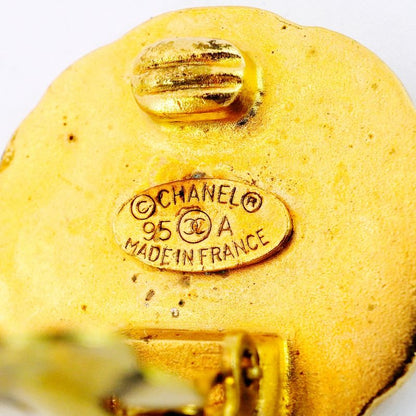 Chanel Earring Vintage Coco Mark Round Shape Circle GP Plated Gold Ladies