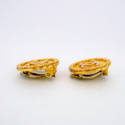 Chanel Earring Vintage Coco Mark Round Shape Circle GP Plated Gold Ladies