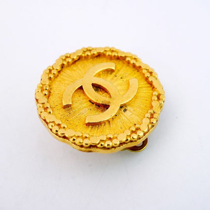 Chanel Earring Vintage Coco Mark Round Shape Circle GP Plated Gold Ladies