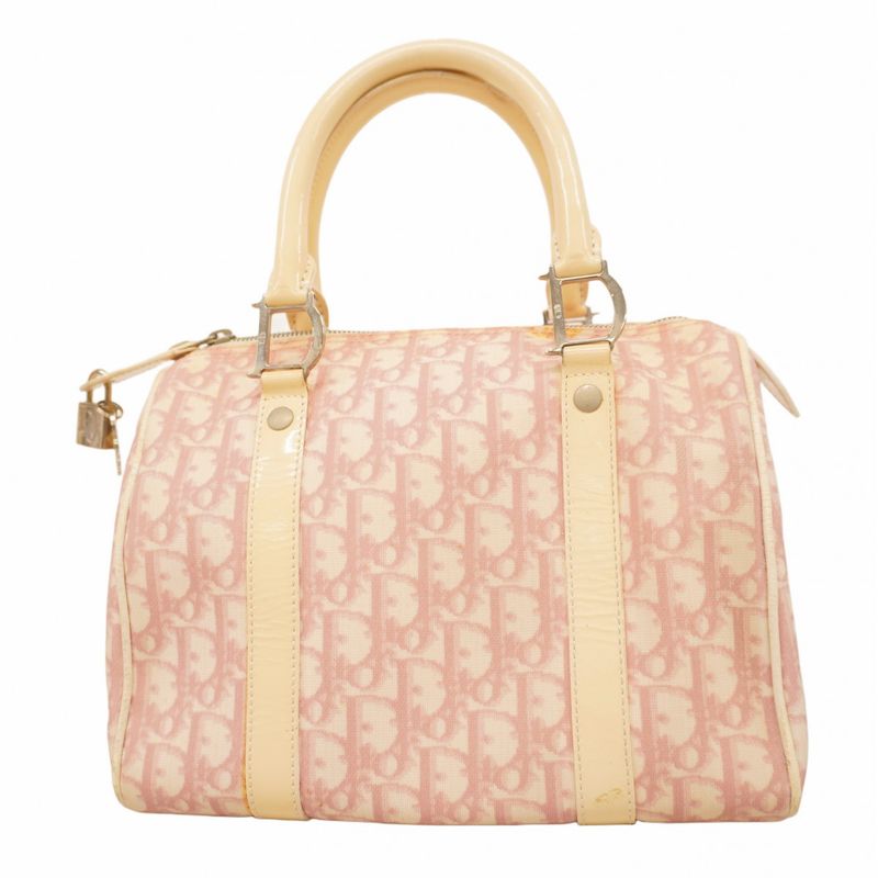 Christian Dior Handbag Trotter PVC Pink Ivory Silver Hardware Women