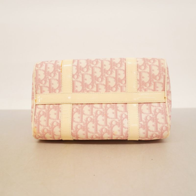 Christian Dior Handbag Trotter PVC Pink Ivory Silver Hardware Women