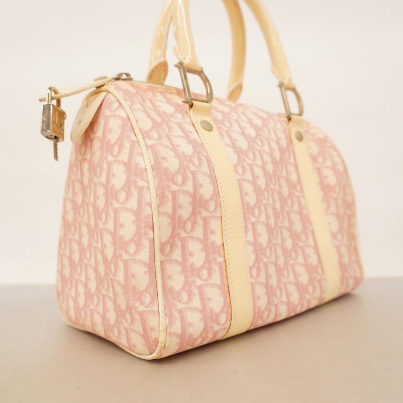 Christian Dior Handbag Trotter PVC Pink Ivory Silver Hardware Women