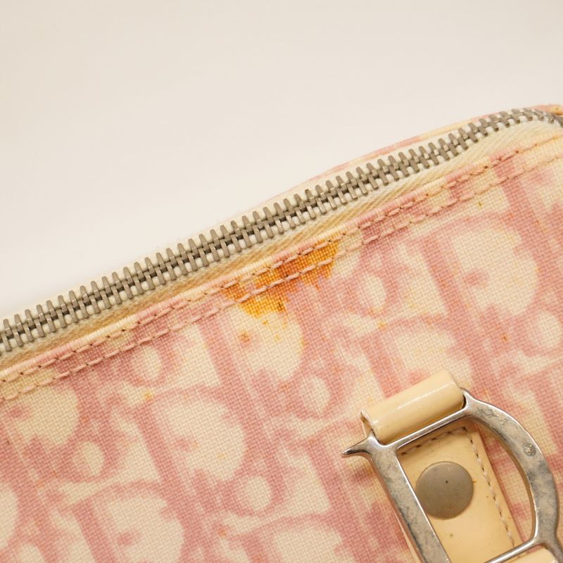 Christian Dior Handbag Trotter PVC Pink Ivory Silver Hardware Women