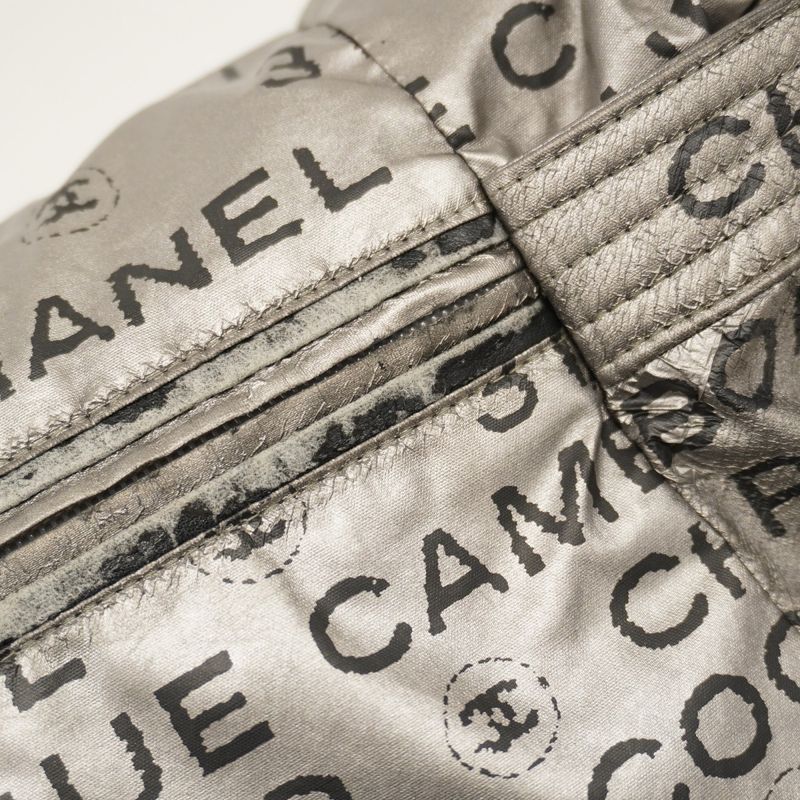 Chanel Shoulder Bag Unlimited Nylon Gray Silver Hardware Women