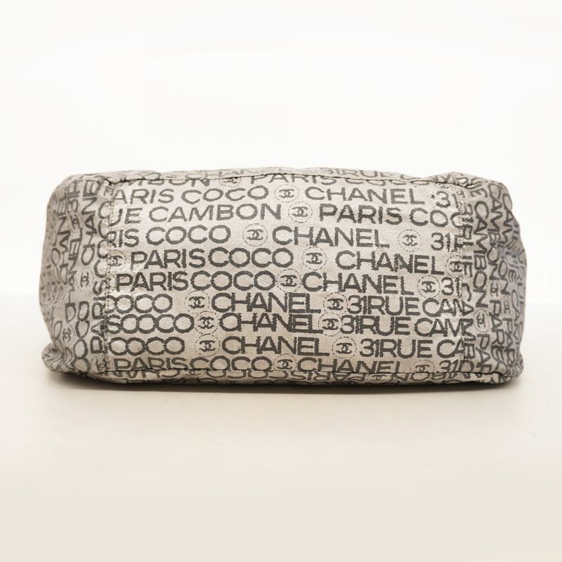 Chanel Shoulder Bag Unlimited Nylon Gray Silver Hardware Women