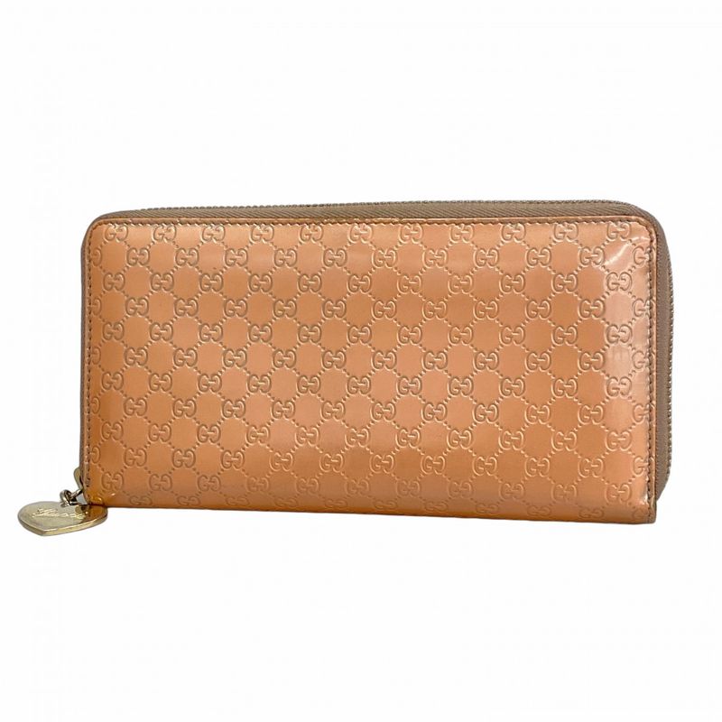 Gucci Long Wallet Micro Guccissima 308260 Enamel Coral Chien Pan Gold Hardware