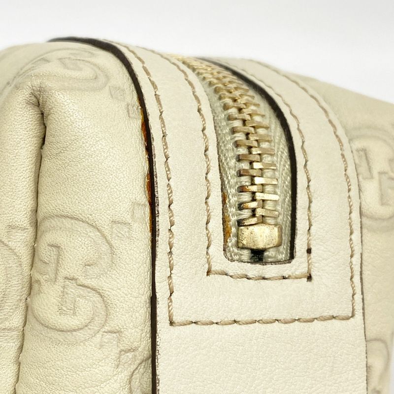 Gucci Pouch Guccissima 153228 Leather Beige Chien Pan Gold Hardware Women