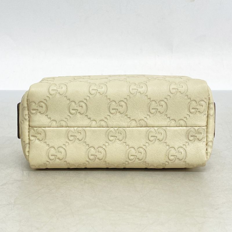 Gucci Pouch Guccissima 153228 Leather Beige Chien Pan Gold Hardware Women