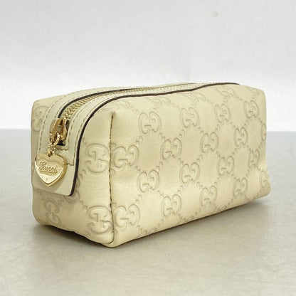 Gucci Pouch Guccissima 153228 Leather Beige Chien Pan Gold Hardware Women