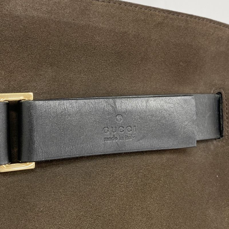 Gucci Shoulder Bag 001 4081 Suede Brown Gold Hardware Women's