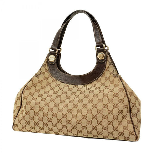 Gucci Handbag GG Canvas 154981 Canvas Brown Chien Pan Gold Hardware Women