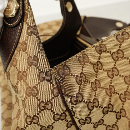 Gucci Handbag GG Canvas 154981 Canvas Brown Chien Pan Gold Hardware Women