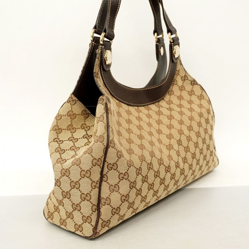 Gucci Handbag GG Canvas 154981 Canvas Brown Chien Pan Gold Hardware Women