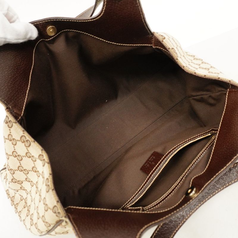 Gucci Handbag GG Canvas 154981 Canvas Brown Chien Pan Gold Hardware Women