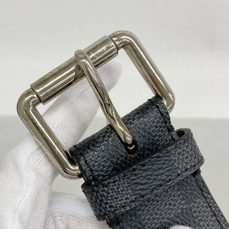 Louis Vuitton Belt Damier Graphite Santure Pochette Homme M6837 Black Gray Men's