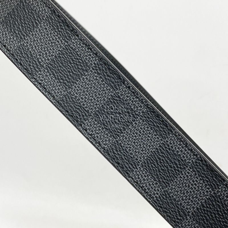 Louis Vuitton Belt Damier Graphite Santure Pochette Homme M6837 Black Gray Men's
