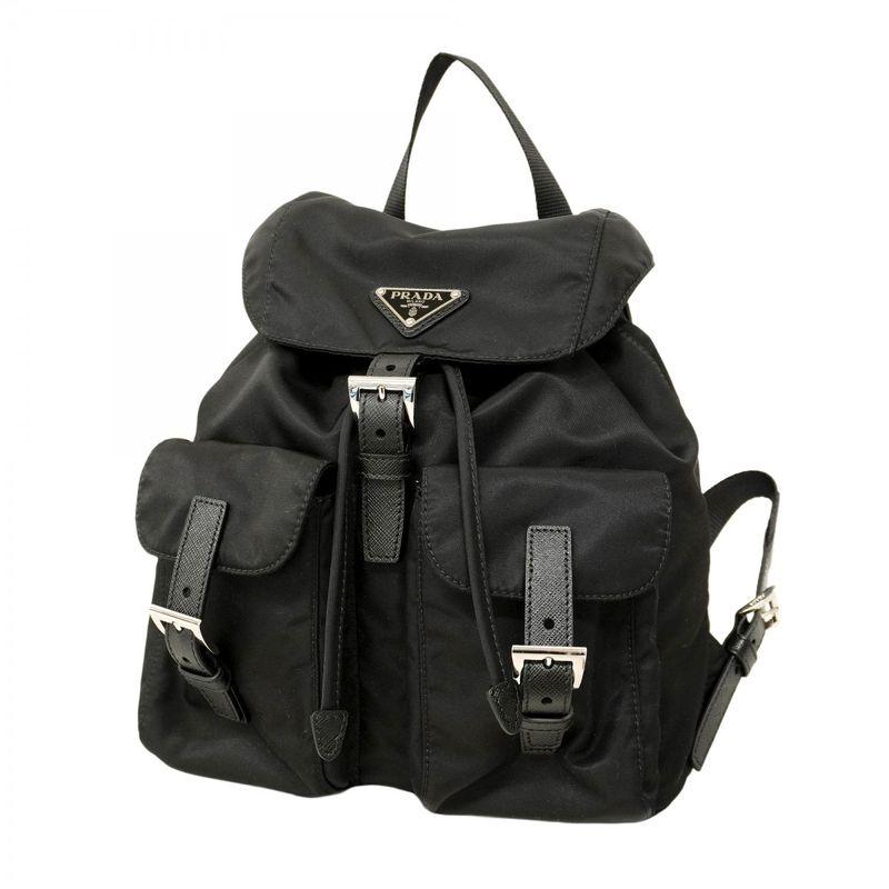 Prada Backpack Daypack Tessuto Nylon Black Silver Hardware Women