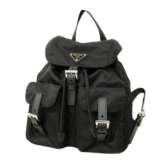 Prada Backpack Daypack Tessuto Nylon Black Silver Hardware Women