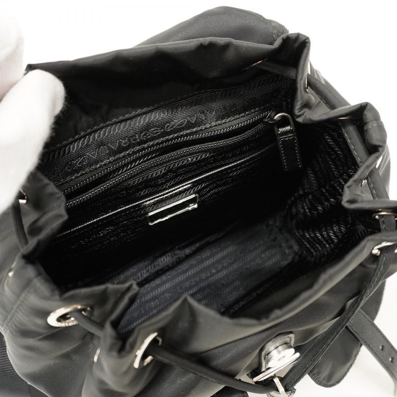 Prada Backpack Daypack Tessuto Nylon Black Silver Hardware Women