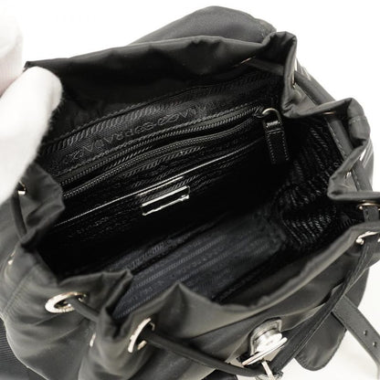 Prada Backpack Daypack Tessuto Nylon Black Silver Hardware Women
