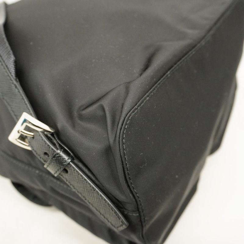 Prada Backpack Daypack Tessuto Nylon Black Silver Hardware Women
