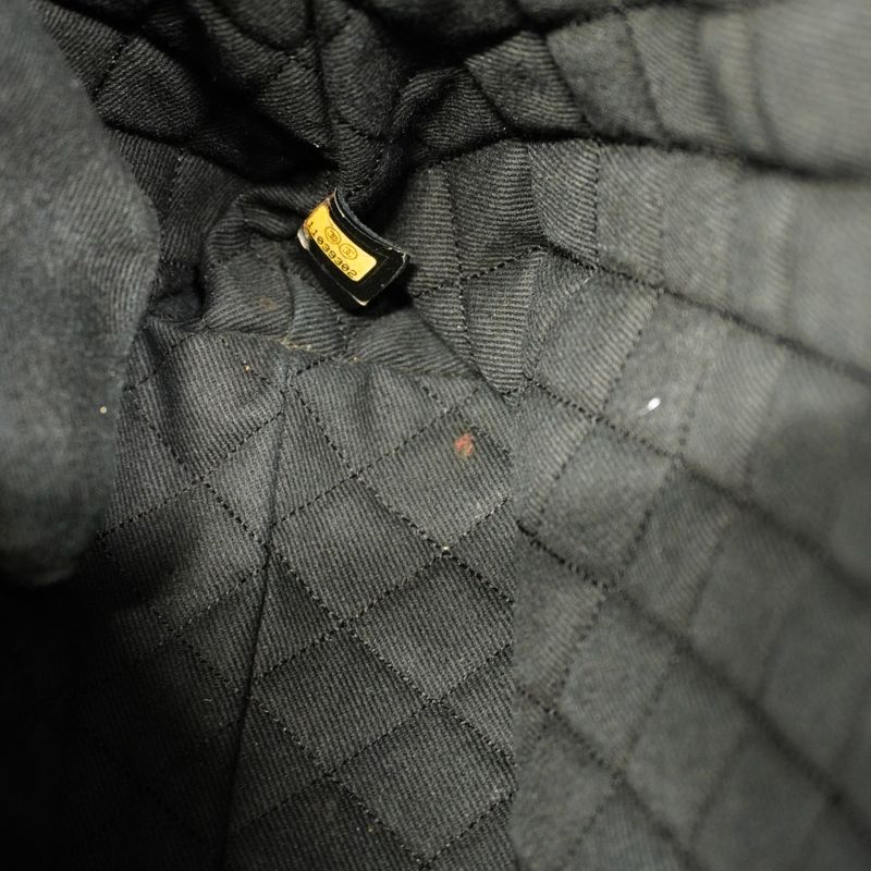 Chanel Tote Bag Perforated Leather Black Silver Hardware Women