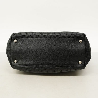 Chanel Tote Bag Perforated Leather Black Silver Hardware Women