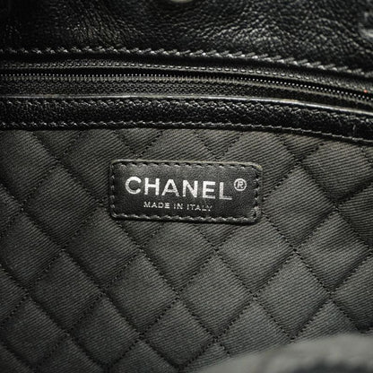 Chanel Tote Bag Perforated Leather Black Silver Hardware Women