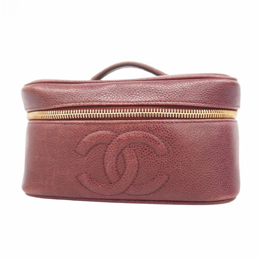 Chanel Vanity Bag Caviar Skin Bordeaux Gold Hardware Women