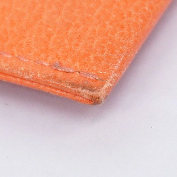 Chanel Card Case Camellia Leather Orange Silver Hardware Women