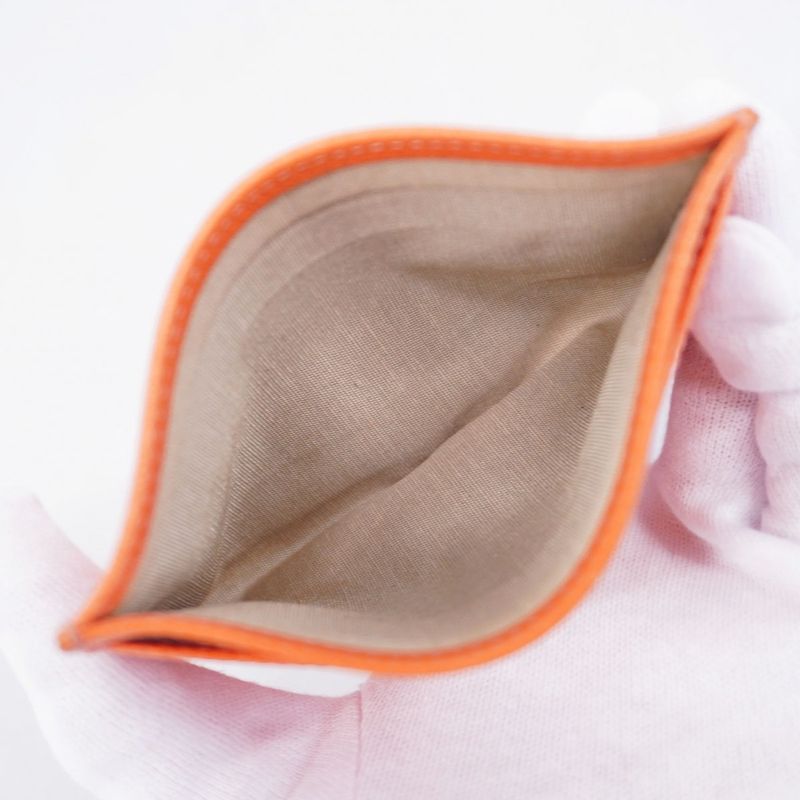 Chanel Card Case Camellia Leather Orange Silver Hardware Women