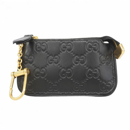 Gucci Coin Case Guccissima 447964 Leather Black Gold Hardware Men Ladies Unisex