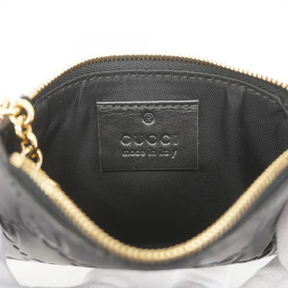 Gucci Coin Case Guccissima 447964 Leather Black Gold Hardware Men Ladies Unisex