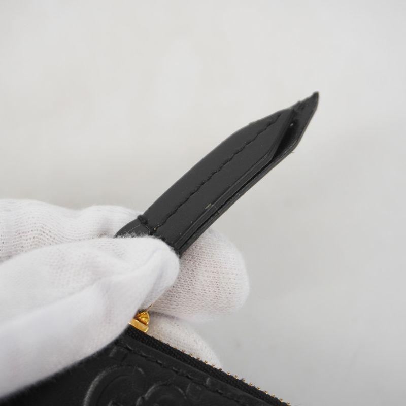 Gucci Coin Case Guccissima 447964 Leather Black Gold Hardware Men Ladies Unisex