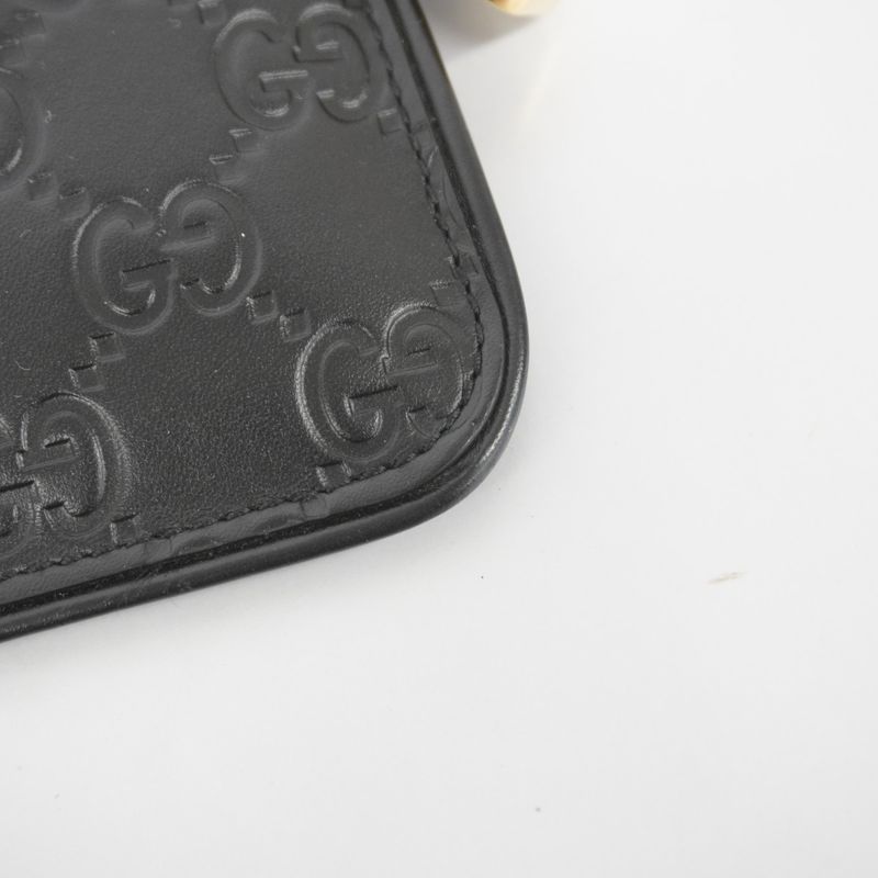 Gucci Coin Case Guccissima 447964 Leather Black Gold Hardware Men Ladies Unisex