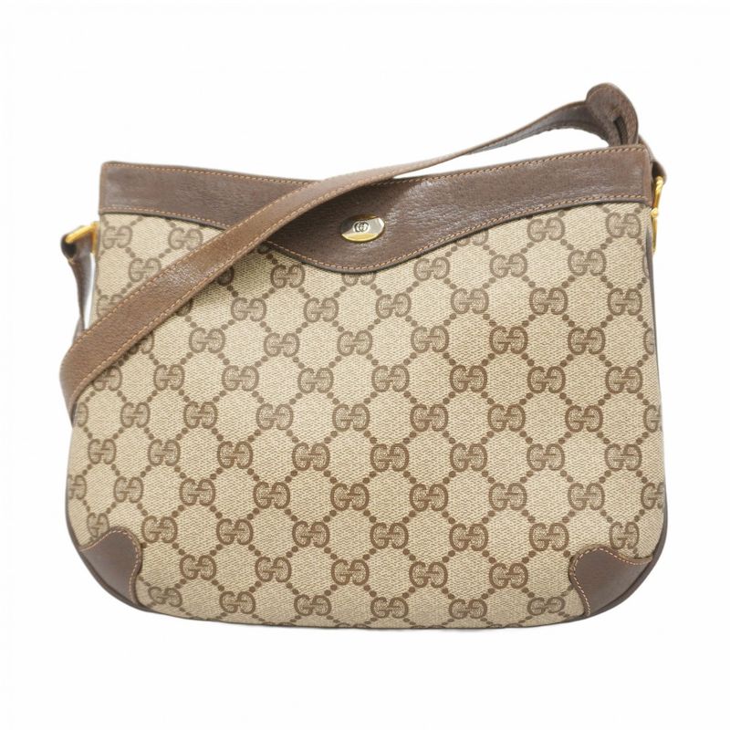 Gucci Shoulder Bag GG Supreme 40 02 022 PVC Brown Gold/silver Hardware Women