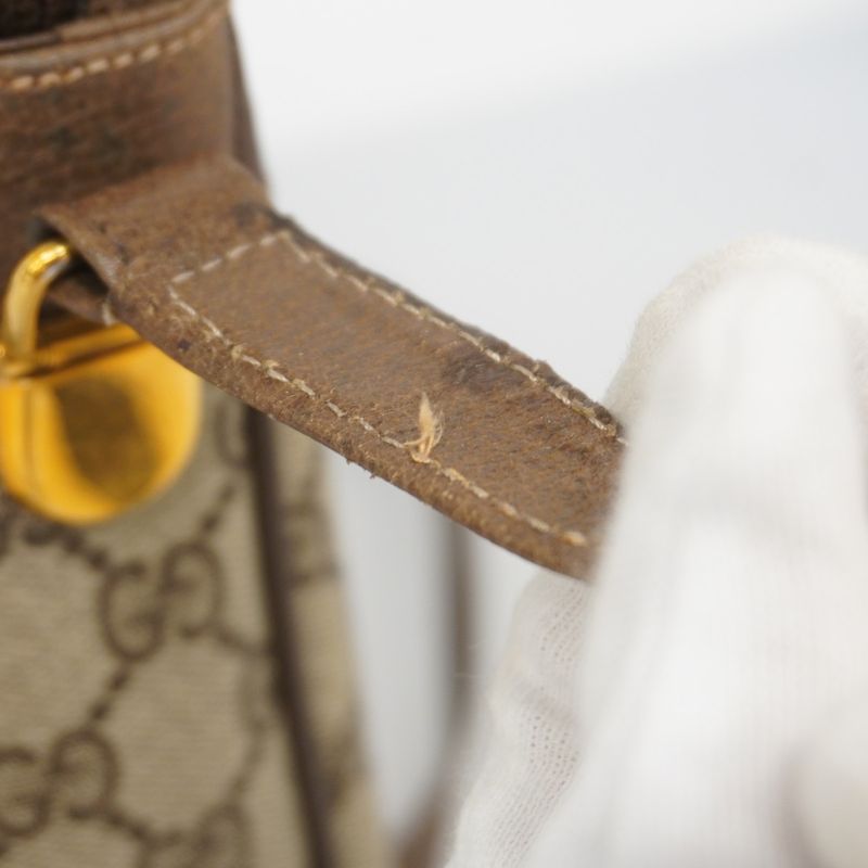 Gucci Shoulder Bag GG Supreme 40 02 022 PVC Brown Gold/silver Hardware Women