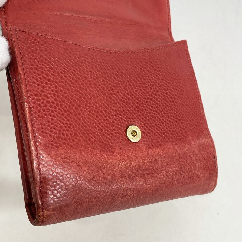 Chanel Wallet Caviar Skin Red Gold Hardware Women