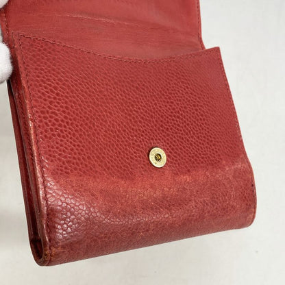 Chanel Wallet Caviar Skin Red Gold Hardware Women