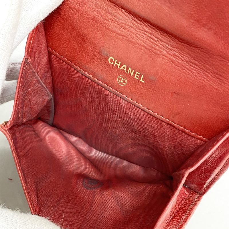 Chanel Wallet Caviar Skin Red Gold Hardware Women