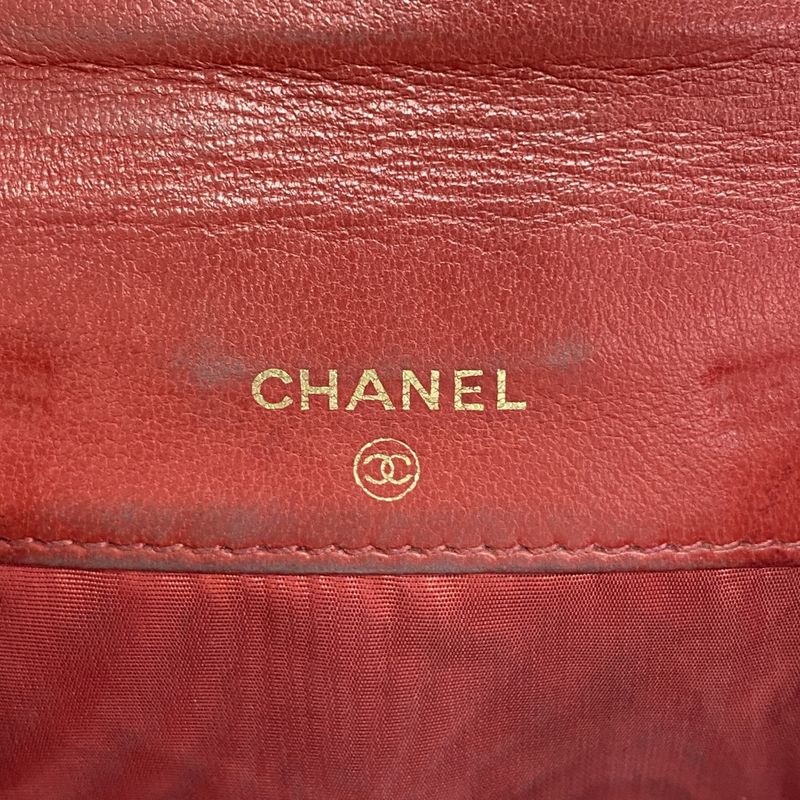 Chanel Wallet Caviar Skin Red Gold Hardware Women