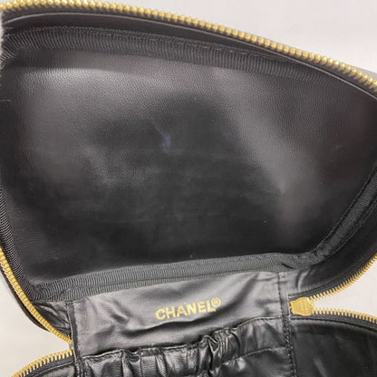 Chanel Vanity Bag Caviar Skin Black Gold Hardware Women